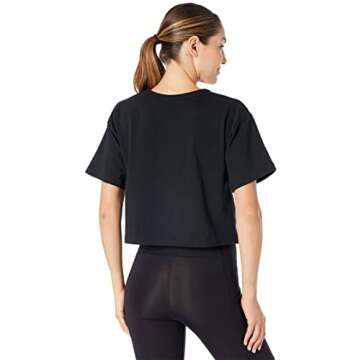 Champion womens Heritage Cropped Tee, Script Logo T Shirt, Black, Medium US