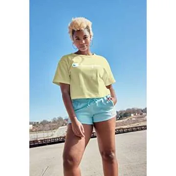 Champion womens Heritage Cropped Tee, Script Logo T Shirt, Black, Medium US