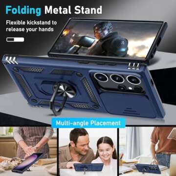 Janmitta Compatible with Samsung Galaxy S25 Ultra Case Built in Slide Camera Lens Cover+Screen Prote...