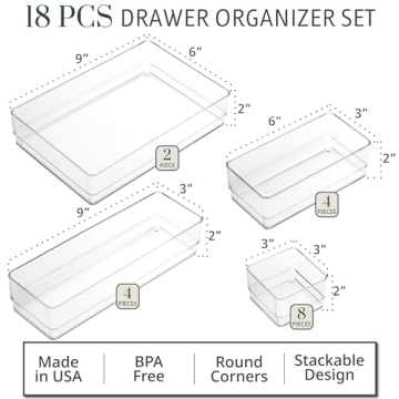 Stackable Clear Drawer Organizer Set | Versatile Storage Solutions