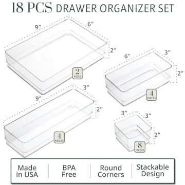 Stackable Clear Drawer Organizer Set | Versatile Storage Solutions