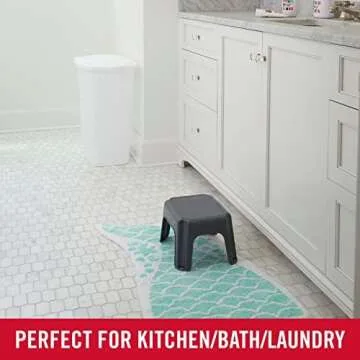 Rubbermaid One-Step Stool, Bisque, Holds up to 200 Pounds, 7" Height, Gray, Durable Step Stool for Kids/Bathroom/Home/Office/Garage