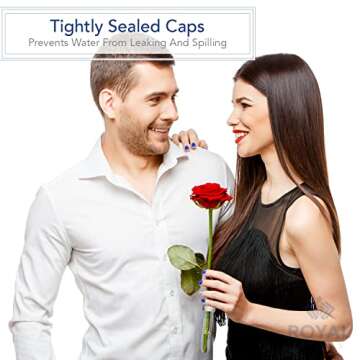 Royal Imports Floral Water Tubes/Vials for Flower Arrangements, Clear - 3" (1/2" Opening) - Standard - 100/Pack - w/Caps