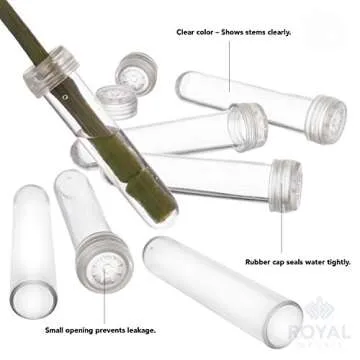 Royal Imports Floral Water Tubes/Vials for Flower Arrangements, Clear - 3" (1/2" Opening) - Standard - 100/Pack - w/Caps
