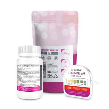 NutraBlast Boric Acid Vaginal Suppositories 600mg (30 Count) w/Disposable Vaginal Suppository Applic...