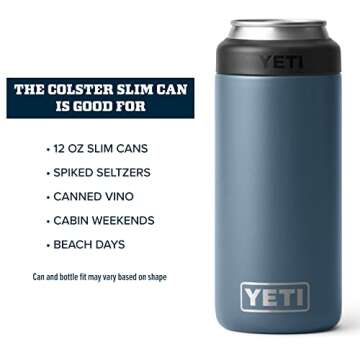 YETI 12 oz. Slim Can Colster Insulator - Nordic Blue