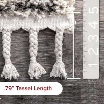 nuLOOM Vasiliki Moroccan Shag Tasseled Area Rug 4x6 Off-white