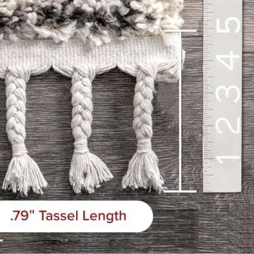 nuLOOM Vasiliki Moroccan Shag Tasseled Area Rug 4x6 Off-white