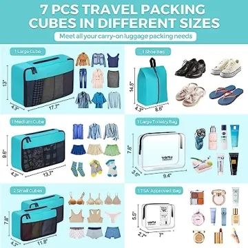 YAMIU Packing Cubes - 7 Pcs Luggage Organizers for Travel