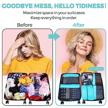 YAMIU Packing Cubes - 7 Pcs Luggage Organizers for Travel