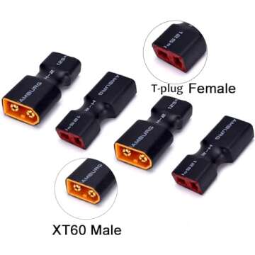 FPVDrone XT60 to T-Plug Connector Adapter - 4PCS for RC LiPo Batteries