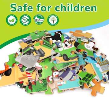 Wooden Puzzles for Kids Ages 3-5, 6 Packs 24 PCs Jigsaw Puzzles Preschool Educational Brain Teaser Boards Toys Gifts for Children, Wood Puzzles for 3 4 5 6 Year Old Boys Girls