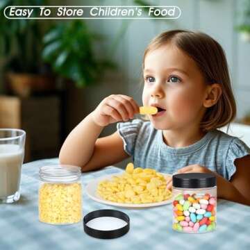 36PCS16OZ Plastic Jars with Screw On Lids, Pen and Labels Refillable Empty Round Slime Cosmetics Containers for Storing Dry Food, Makeup, Slime, Honey Jam, Cream, Butter, Lotion (matte black)