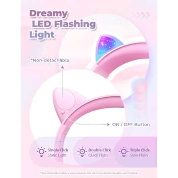 iClever LED Cat Ear Headphones for Kids