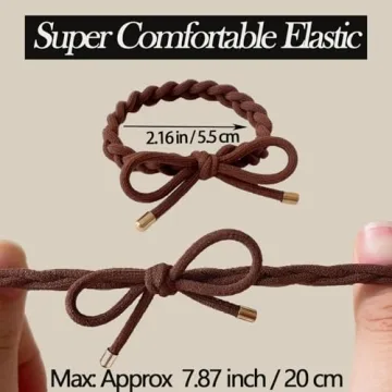 KOVOLITU 12 PCS Braided Hair Ties Bow Tie Hair Bracelets for Women Girls Elastic Hair Ties No Damage Ponytail Holders