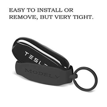 OLAIKE Key Fob Cover for Tesla Model Y, Silicone Car Keychain Key Cover Protector Case Holder with Key Chain for Tesla Model Y Accessories (Black, Model Y)