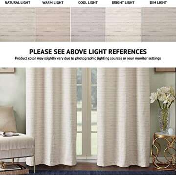 Comfort Spaces Grasscloth Room Darkening Window Curtain Pair / 2 Pieces Panels Grommet Top Energy Ef...