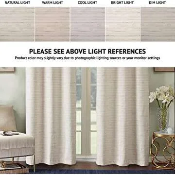 Comfort Spaces Grasscloth Room Darkening Window Curtain Pair / 2 Pieces Panels Grommet Top Energy Ef...