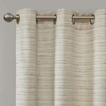 Comfort Spaces Grasscloth Room Darkening Window Curtain Pair / 2 Pieces Panels Grommet Top Energy Efficient Saving Drapes for Living Room Bedroom and Dorm, 40" W x 63" L, Ivory