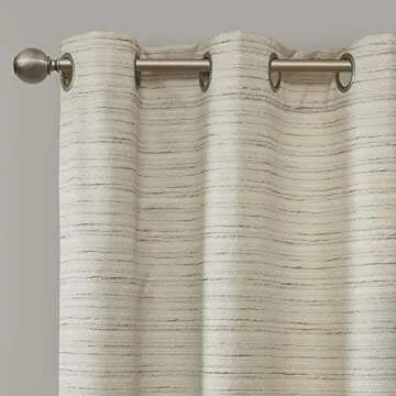 Comfort Spaces Grasscloth Room Darkening Window Curtain Pair / 2 Pieces Panels Grommet Top Energy Efficient Saving Drapes for Living Room Bedroom and Dorm, 40" W x 63" L, Ivory