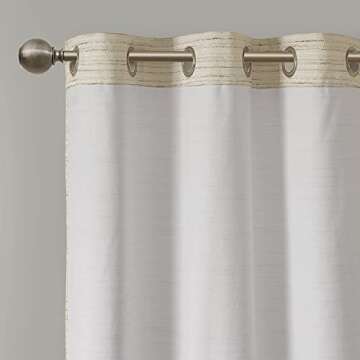 Comfort Spaces Grasscloth Room Darkening Window Curtain Pair / 2 Pieces Panels Grommet Top Energy Efficient Saving Drapes for Living Room Bedroom and Dorm, 40" W x 63" L, Ivory