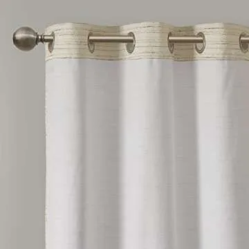 Comfort Spaces Grasscloth Room Darkening Window Curtain Pair / 2 Pieces Panels Grommet Top Energy Efficient Saving Drapes for Living Room Bedroom and Dorm, 40" W x 63" L, Ivory