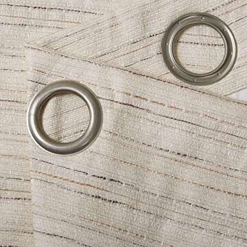 Comfort Spaces Grasscloth Room Darkening Window Curtain Pair / 2 Pieces Panels Grommet Top Energy Efficient Saving Drapes for Living Room Bedroom and Dorm, 40" W x 63" L, Ivory