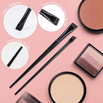 16 Pcs Eyeliner Brush Eyebrow Tint Brushes Brow Brushes Set Flat Tapered Eyebrow Concealer Brush Ult...