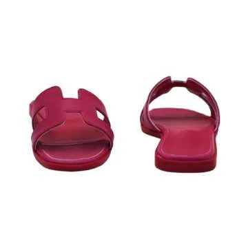 Women's Flat Sandals, Slip on Slides Summer Fall Shoes Cute Open Toe Slippers (Magenta Pink, Adult, Women, 10, Numeric, US Footwear Size System, Medium)