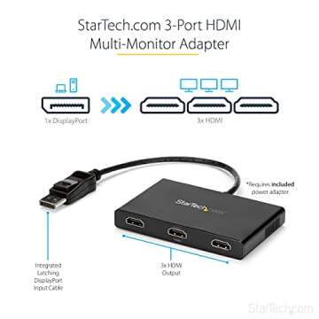 StarTech.com 3-Port Multi Monitor Adapter - DisplayPort 1.2 to 3x HDMI MST Hub - Triple 1080p HDMI M...