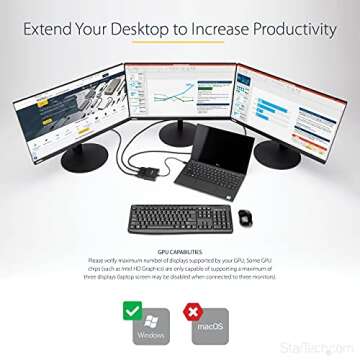 StarTech.com 3-Port Multi Monitor Adapter - DisplayPort 1.2 to 3x HDMI MST Hub - Triple 1080p HDMI Monitors - Extended or Cloned Display mode - Windows PCs Only - DP to 3x HDMI Splitter (MSTDP123HD)