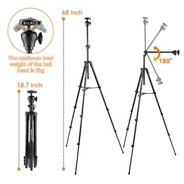 PHOSNOVA 68" Adjustable Tripod with Remote Control and 360° Head