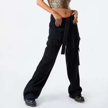 Women's Baggy Denim Pants High Waisted Y2K Wide Leg Oversized Plus Size Boyfriend Cargo Jeans Streetwear Trousers