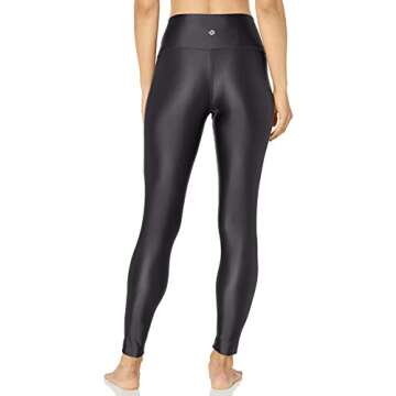 Amazon Brand - Core 10 Women's Icon Series Liquid Shine High Waist Yoga Legging – 27 Black, Small