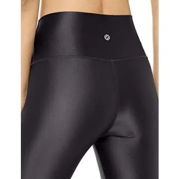 Amazon Brand - Core 10 Women's Icon Series Liquid Shine High Waist Yoga Legging – 27 Black, Small