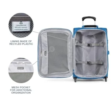 Travelpro Maxlite 5 Softside Expandable Upright 2 Wheel Carry on Luggage, Lightweight Suitcase, Men and Women, Azure Blue, Carry On 22-Inch
