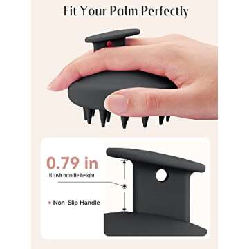 HEETA Scalp Massager Hair Growth, Scalp Scrubber with Soft Bristles, Integrated Silicone Design, Scalp Exfoliator for Dandruff Removal & Relax Scalp, Shampoo Brush Fit Wet Dry Hair Use, Black