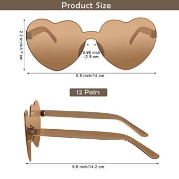 URATOT 12 Pairs Colorful Heart Shaped Sunglasses for Women