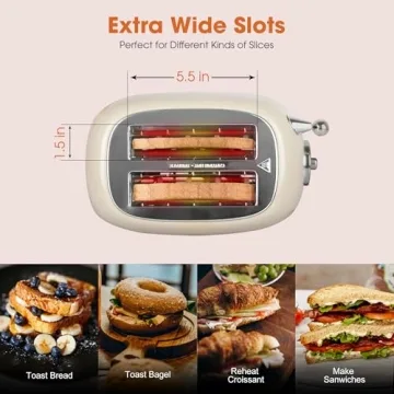 CROWNFUL Retro Stainless Steel Toaster with Extra Wide Slots