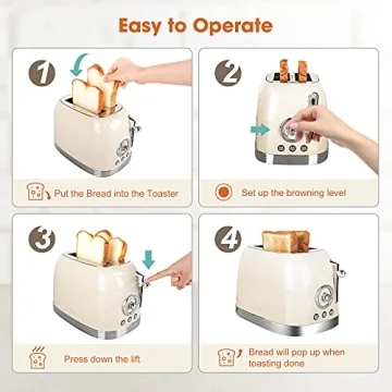 CROWNFUL Retro Stainless Steel Toaster with Extra Wide Slots