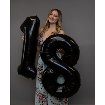 40 Inch Black Birthday Number Balloons for All Ages