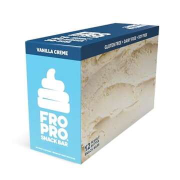 FROPRO Plant Protein Snack Bars - Plant Based Protein Bars, All-Natural, Gluten, Dairy, & Soy Free, High Protein Bars with Low Calories | Vanilla, 12 Pack