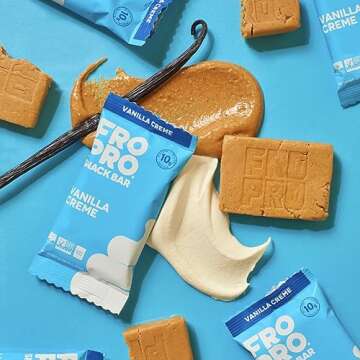 FROPRO Plant Protein Snack Bars - Plant Based Protein Bars, All-Natural, Gluten, Dairy, & Soy Free, High Protein Bars with Low Calories | Vanilla, 12 Pack