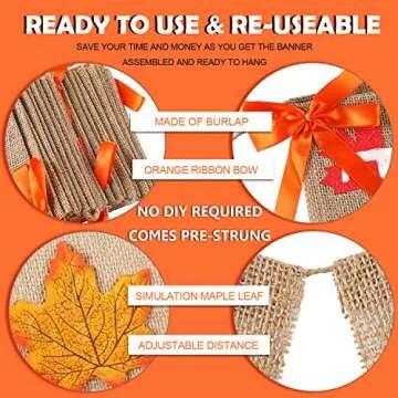 Happy Fall and Thankful Burlap Banner Set for Thanksgiving