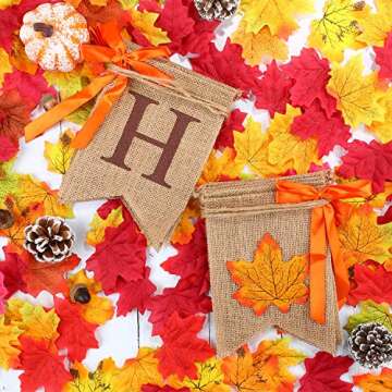 Happy Fall and Thankful Burlap Banner Set for Thanksgiving