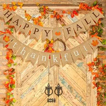 Happy Fall and Thankful Burlap Banner Set for Thanksgiving