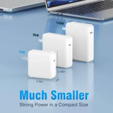 Charger for MacBook Air 13 15 inch M2 M3 2024 2023 2022 2021 MacBook Pro 14 inch M1 M2 M3 M4, 70W USB C Power Adapter, 6.6FT USB C to 3 Braided Cable, Powerful Connect, Super Durable, Original Quality