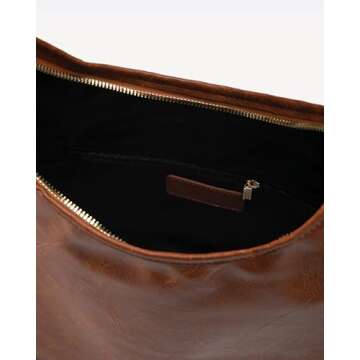 NEWBELLA Women's Hobo Handbags - Soft PU Leather Shoulder Tote Purses with Zipper for Stylish and Functional Everyday Use (Brown)