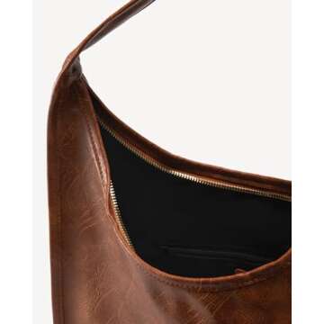 NEWBELLA Women's Hobo Handbags - Soft PU Leather Shoulder Tote Purses with Zipper for Stylish and Functional Everyday Use (Brown)