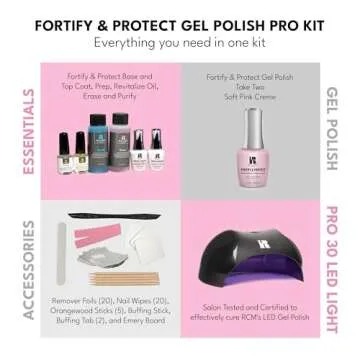 RC Red Carpet Manicure Fortify & Protect - Complete Gel Nail System with LED Light for 21-Day Long-L...